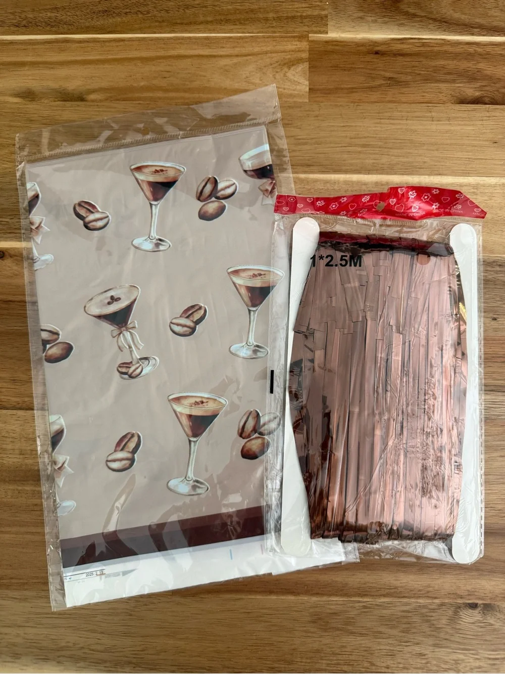 Espresso Martini Plastic Tablecloth and Fringe Back Drop
